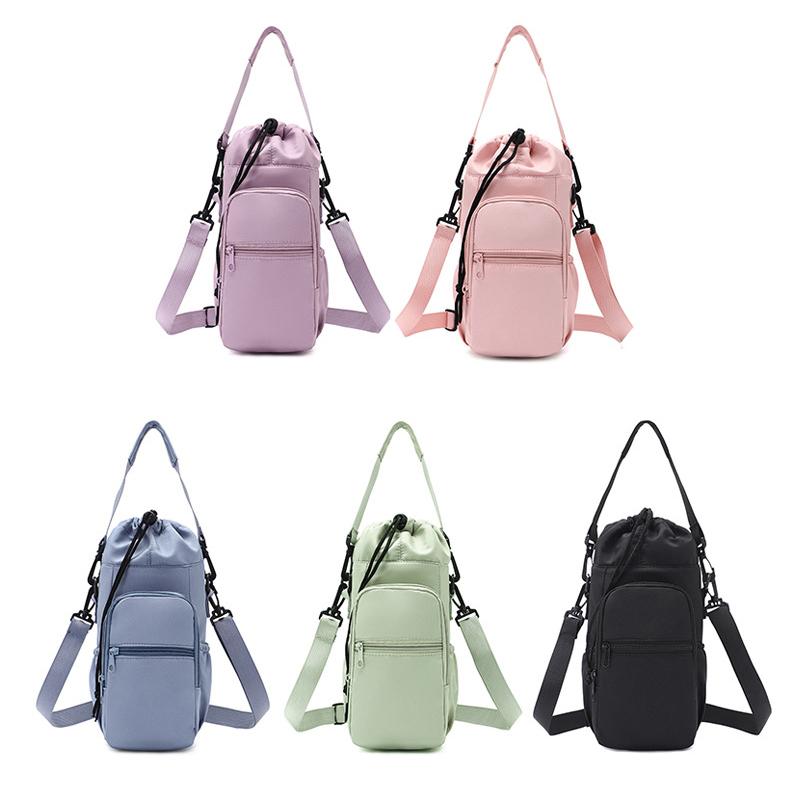 Portable Water Bottle Bag With Adjustable Strap Thermal Mugs Insulated Protective Cover Phone Pocket Outdoor Sports Travel Bag colore verde militare
