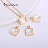 18K Gold Plated Round/Square/Heart Epoxy Resin Gem Pendant For Pearl Necklace Making, DIY Craft Jewelry Making Supplies