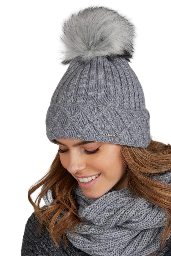 Messina Women' Winter Hat with Pompom Color Gray