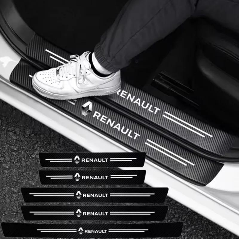 Hub Caps For Renault Megane 2 3 4 Twingo Clio Talisman Captur Kwid 1/4/5Pcs Carbon Fiber Leather Car Door Protection Strip Stick