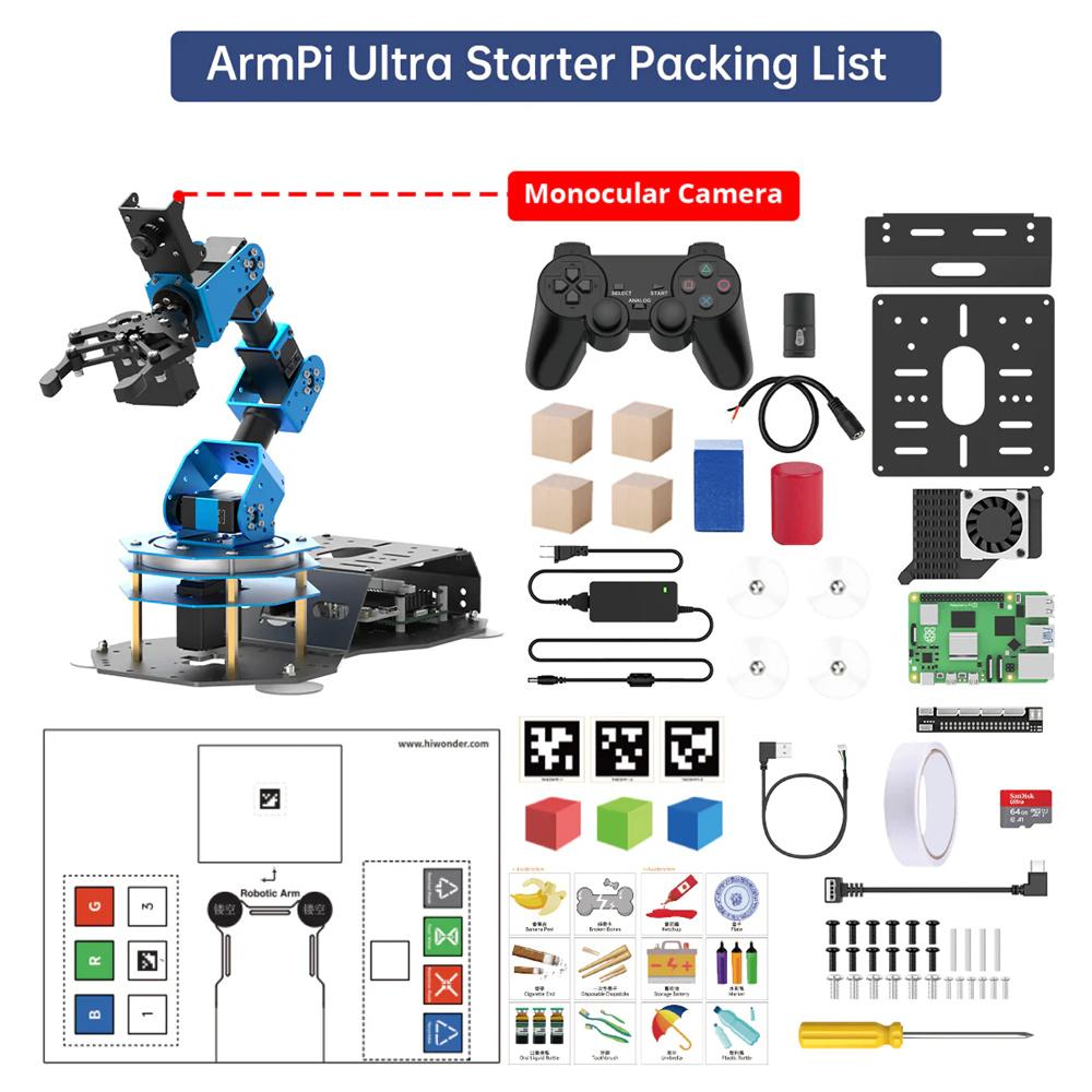 Hiwonder Armpi Ultra Ros2 3D Vision Robot Arm With Multimodal Ai Models, Ai Voice Interaction,Tracking Sorting