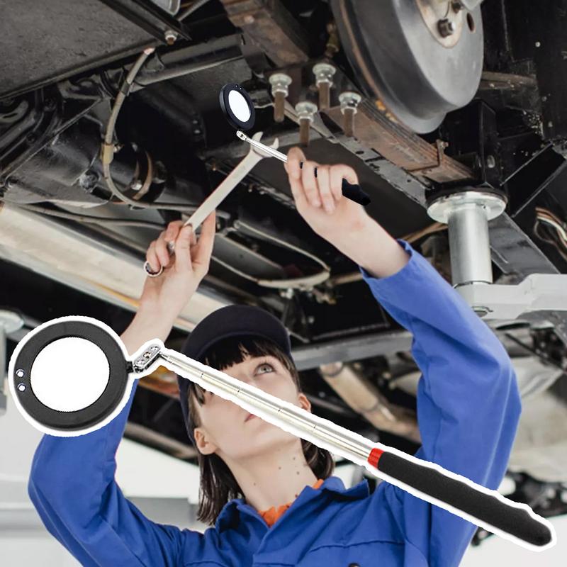 Auto-Inspektionsspiegel, einziehbarer Teleskop-Auto-Inspektionsspiegel mit LED-Licht, 360 Grad drehbar, Mechaniker-Kfz-Werkzeuge