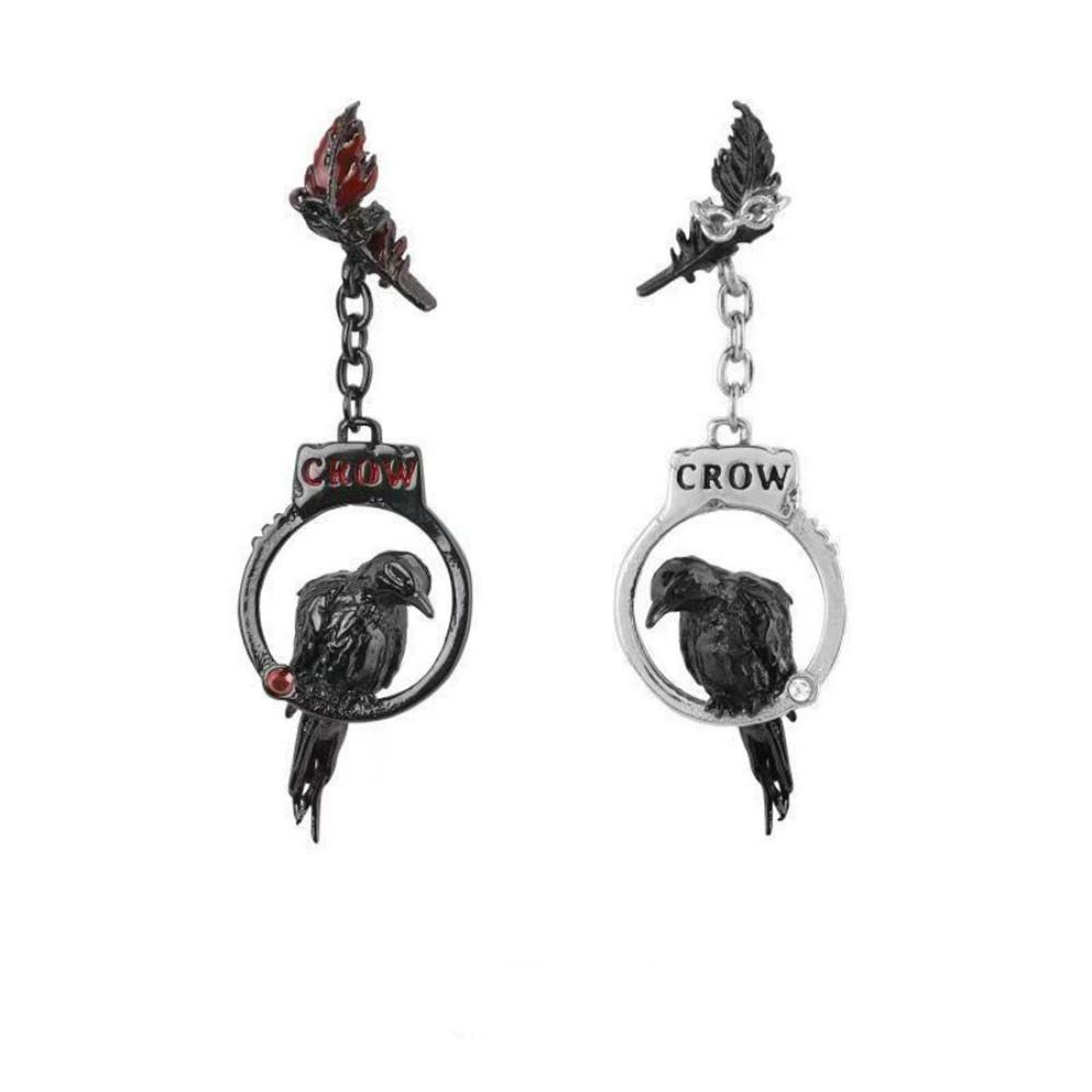 

Geometry Zircon Crow Handcuffs Earrings Unisex Fashion Versatile Personalized New Gothic Jewelry Gift
