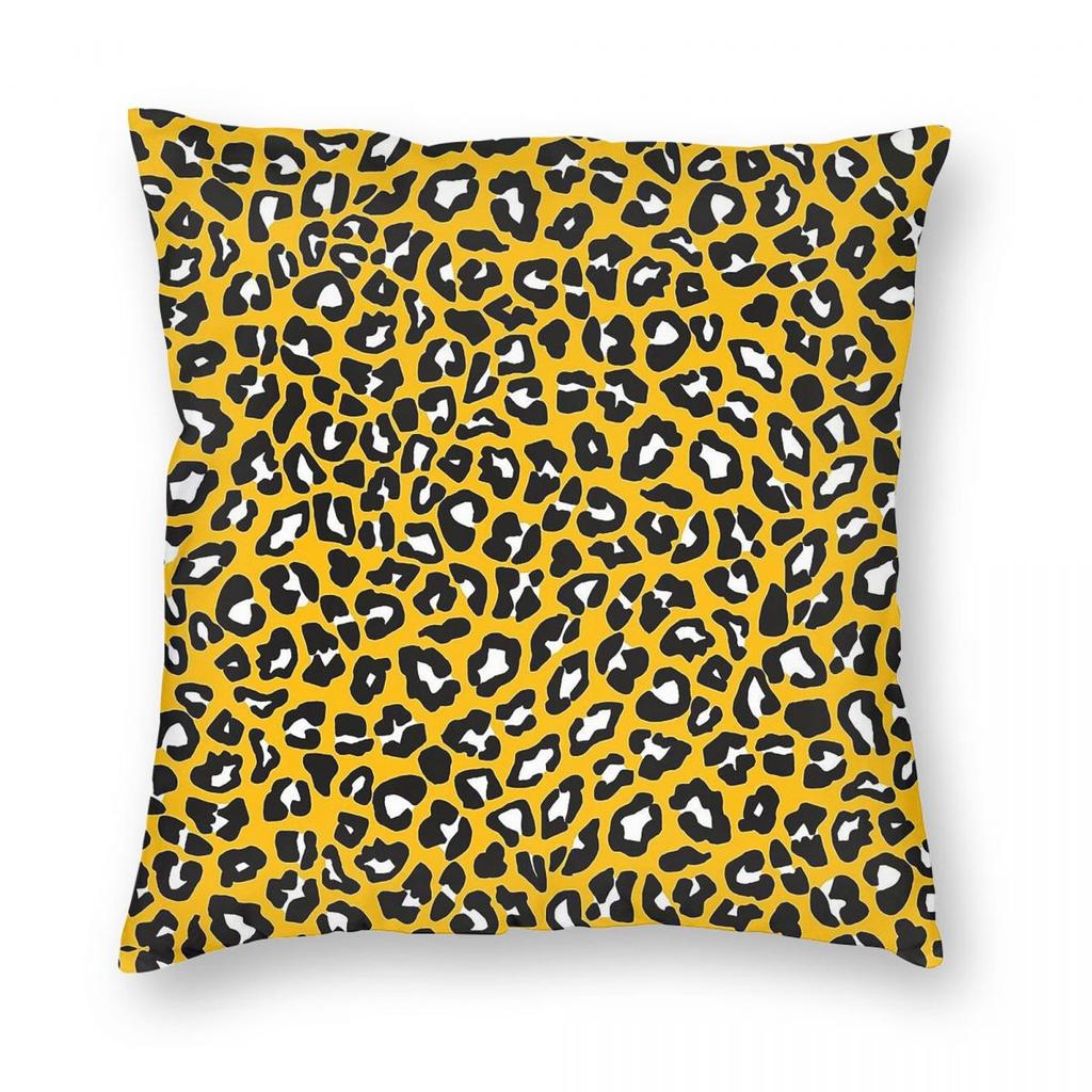 Bold Yellow Leopard Spots Square Pillowcase Polyester Linen Velvet Pattern Zip Decorative Pillow Case Home Cushion Cover
