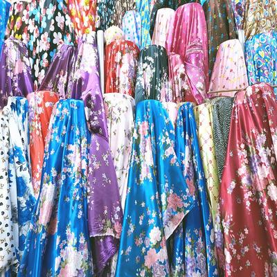 "Satin Silk Printed Cheongsam Fabric & Headdress Ribbon"