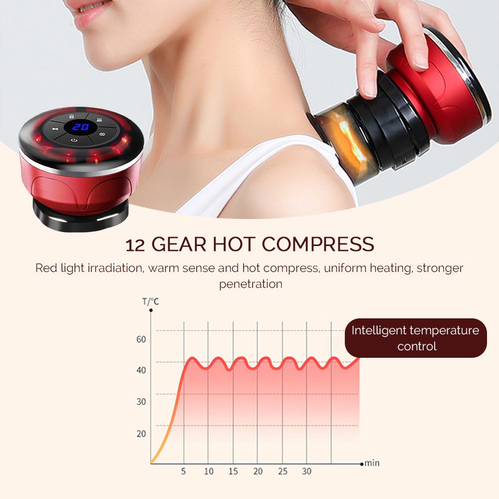 Elektrischer Schröpf-Körpermassagegerät Guasha Schaben Vakuumsaugbecher Rotes Licht Heiße Kompresse Körperschaben Massage