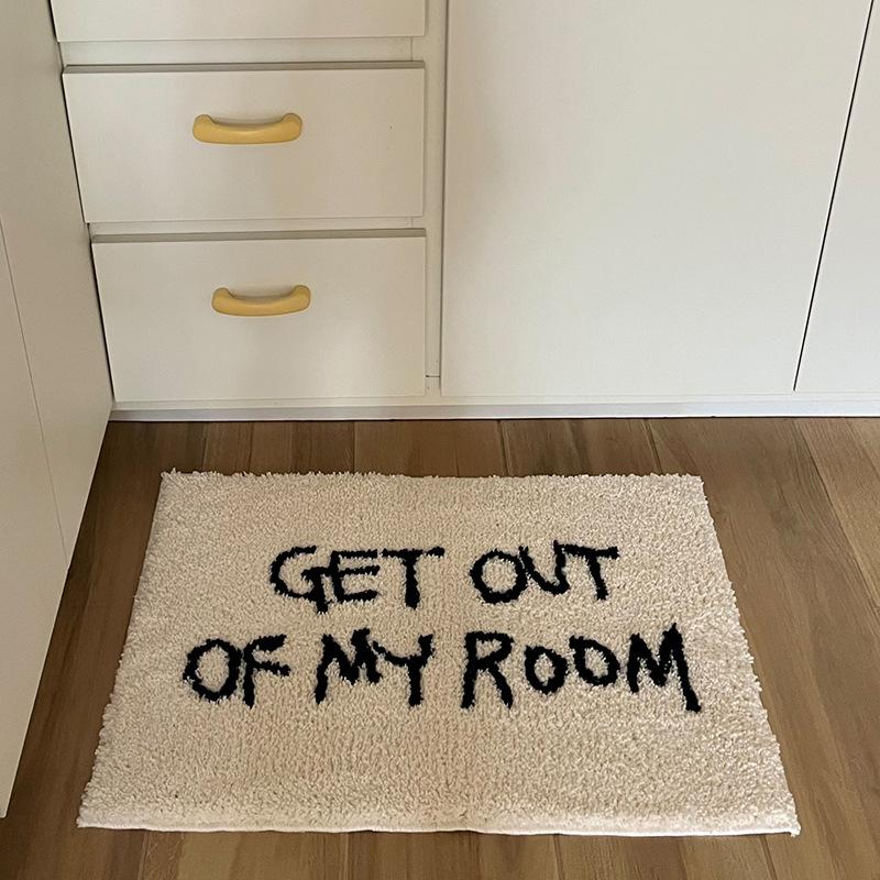 Thickened bathroom absorbent floor mat Korean personalized letter flocking foot mat bathroom non-slip carpet bedside blanket