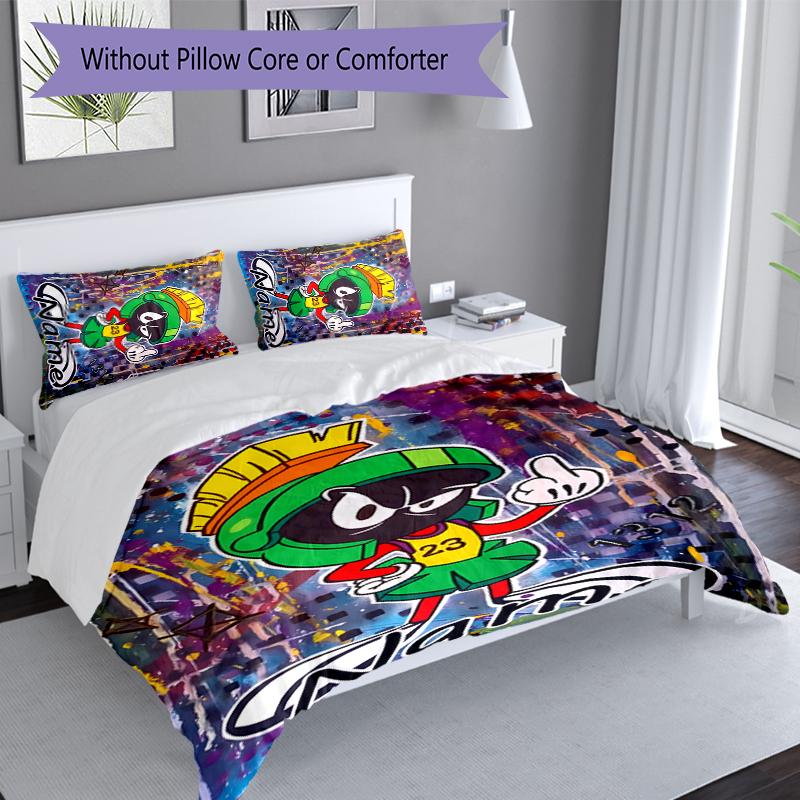 3pcs Custom Name Marvin the Martian Set,Includes 1 Duvet Cover and 2 Pillowcases,All-season Bedroom Decor