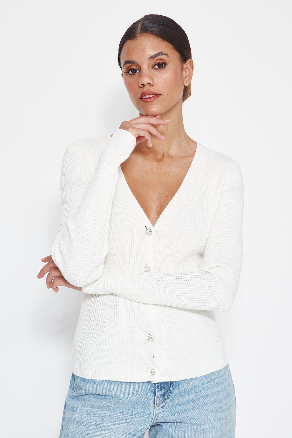 

Кардиган из трикотажа с пуговицами цвета экрю TWOSS23HI00003..