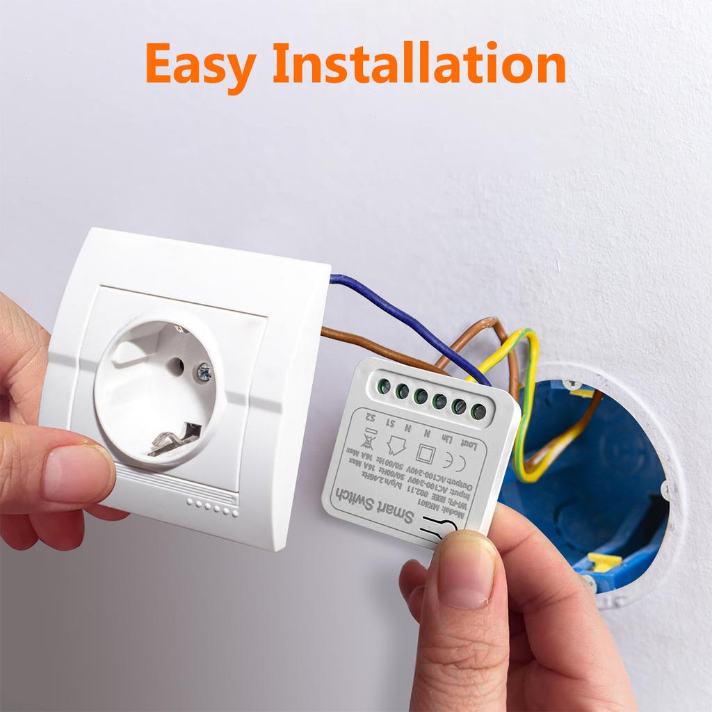 MINI Smart WiFi Relaisschalter 16A LED-Lichtschalter Timer Drahtloser Tuya-App-Fernbedienungsschalter Arbeitet mit Alexa Google Home