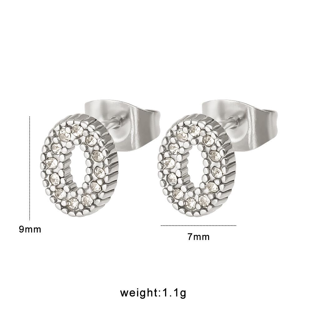 Elegant 18K Gold-Plated Zirconia Oval Stud Earrings