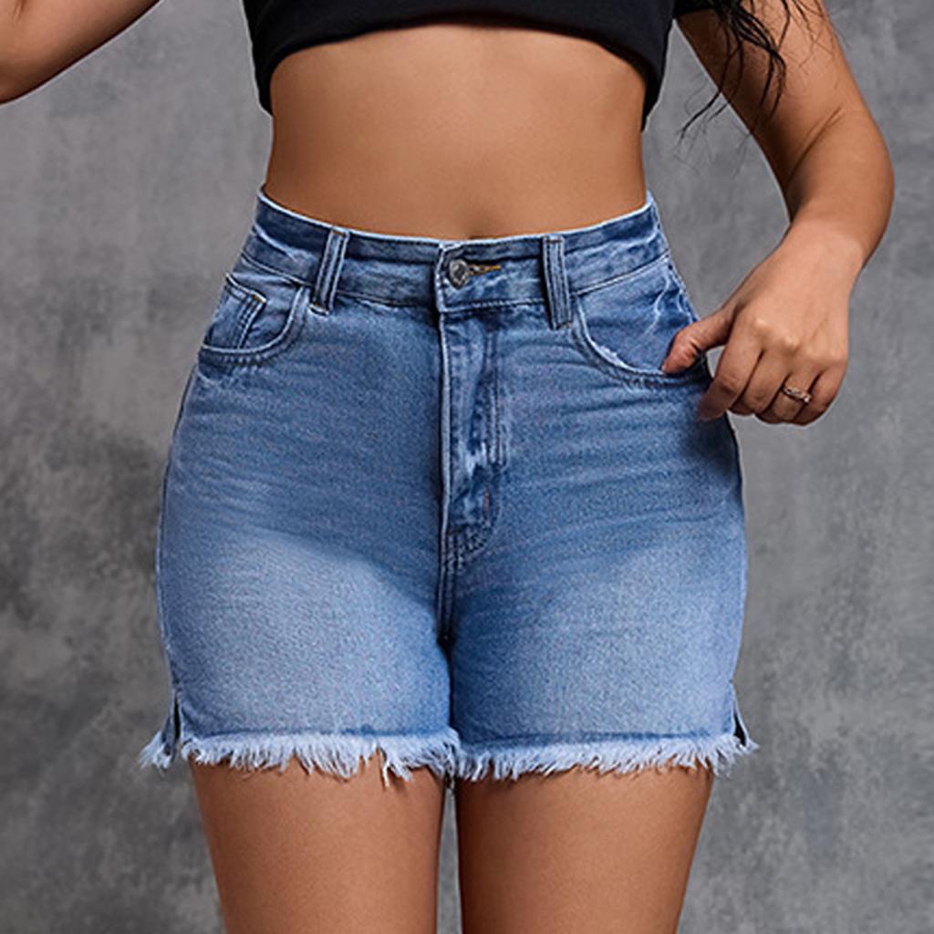 Damen-Jeansshorts im Used-Look – Lässige Hotpants mit ausgefranstem Saum