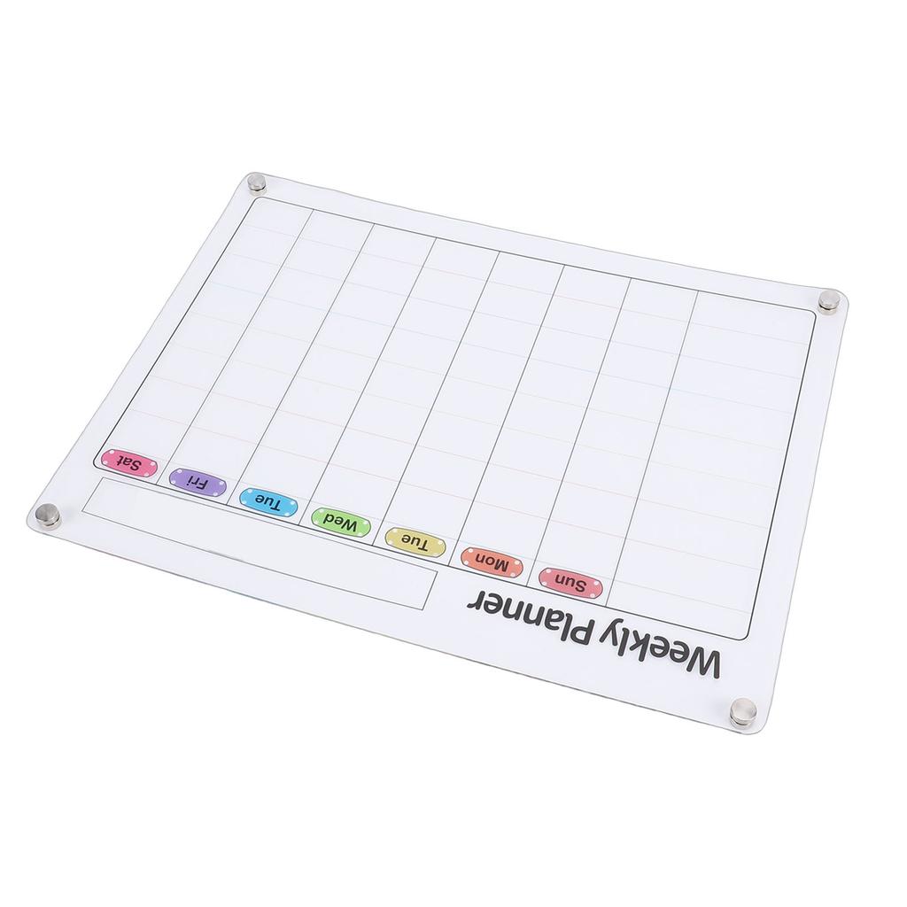 Acrylic Weekly Planner Transparent Colorful Magnetic Weekly Planning Board Memo Board for Home