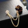 Vintage Mixed Fabric Rose Brooches Tassel Chain Men Suit Collar Brooch Broche Lapel Pin Brooches For Women Jewelry Accessories