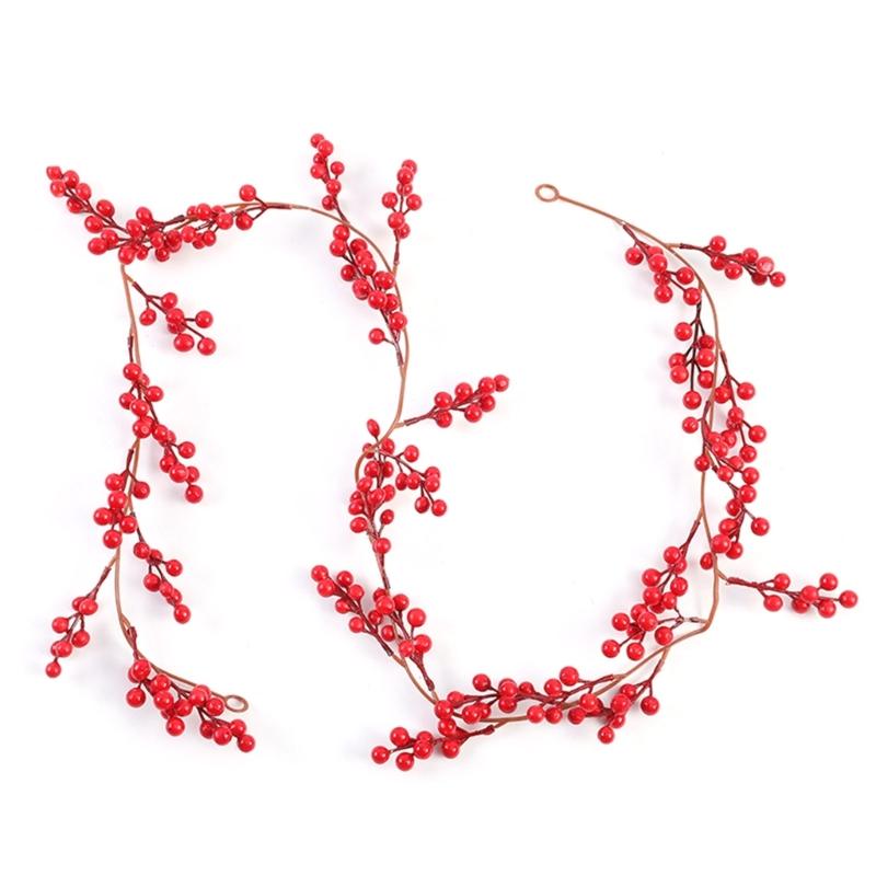 

Рождественская ягодная лоза, гирлянда, искусственные фрукты, зеленое растение, лоза с красной ягодой, подвесная настенная дверь, домашний декор на Хэллоуин
