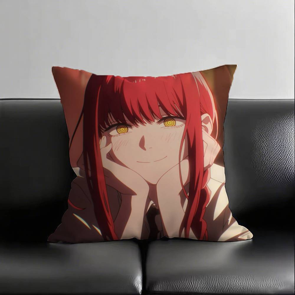 1pc Anime Chainsaw Man Makima Pillow Case Fashion Square Pillowcase Bedroom Sofa Room Ins Decoration Leisure