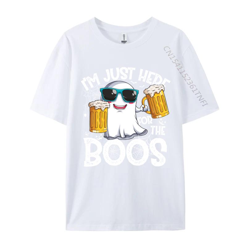 I Im Just Here For The Boos Funny Halloween Ghost Personalized Autumn Pure Cotton Tops & Tees Crazy T Shirts