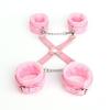 Sex toys sm props anti-back bondage cross buckle plush 3-piece set sm tuning binding handcuffs foot cuffs adult self bondage