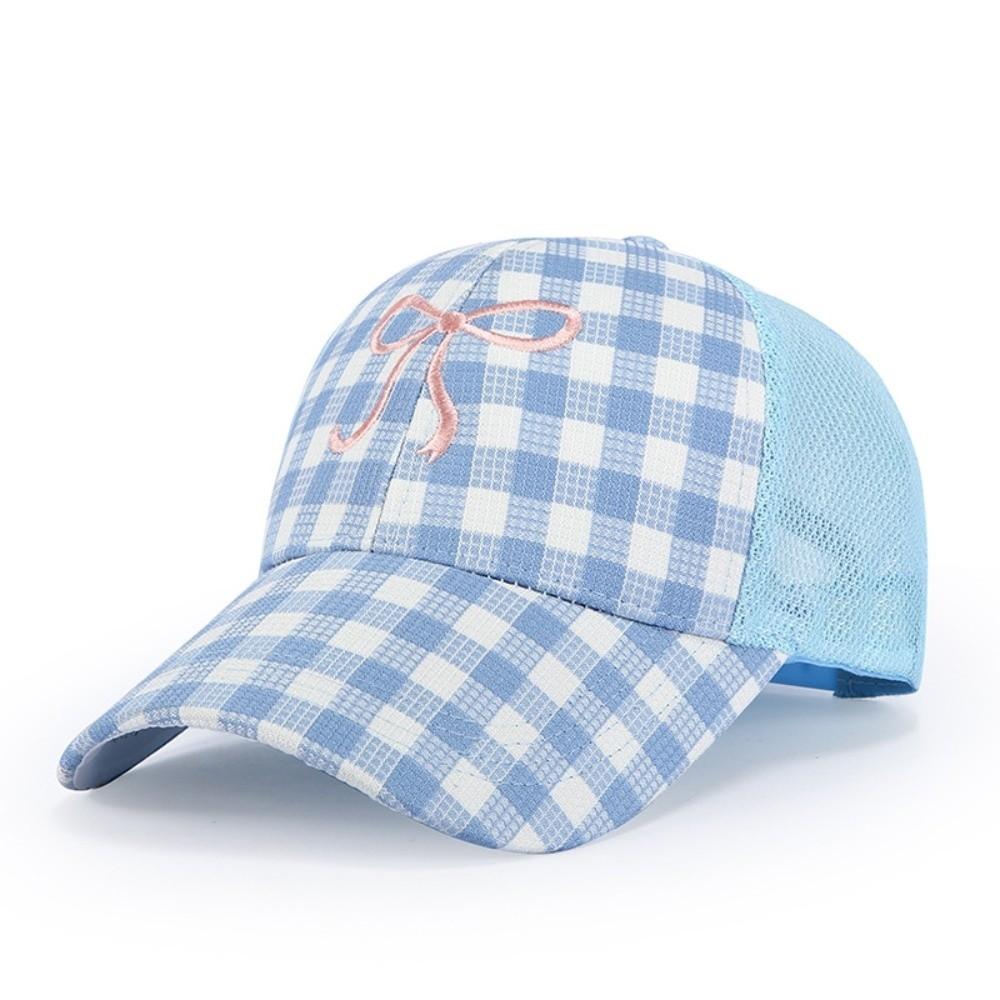

Versatile Women s Duck Tongue Visors Checkered Adjustable Baseball Caps Curved Brim Bow Embroidery Sun Hats Outdoor Activities синій