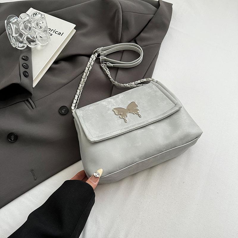 

Foreign-style small bag spring new foreign-style embroidered thread chain underarm shoulder bag simple and fashionable messenger women s bag срібний