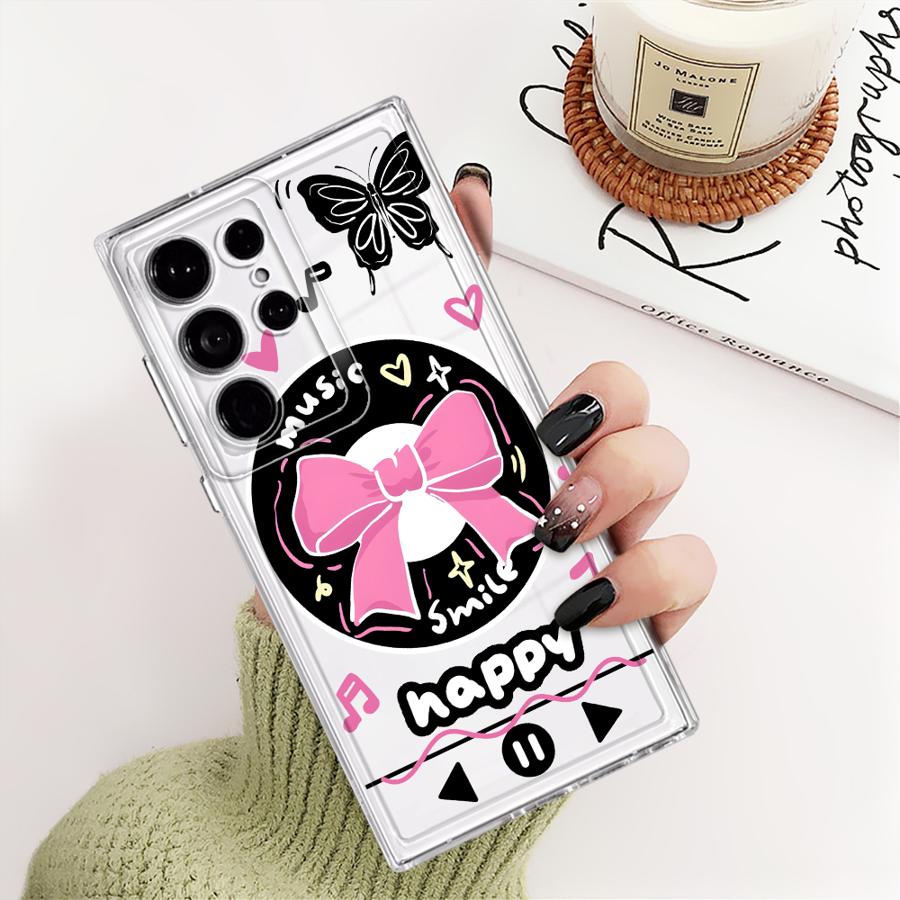 Funny Little Black Cat Phone Case for Galaxy S20 S21 S22 S23 S24 Plus S21 S22 S23 S24 Ultra S20 S21 S23 FE Note 20 Ultra 10Plus