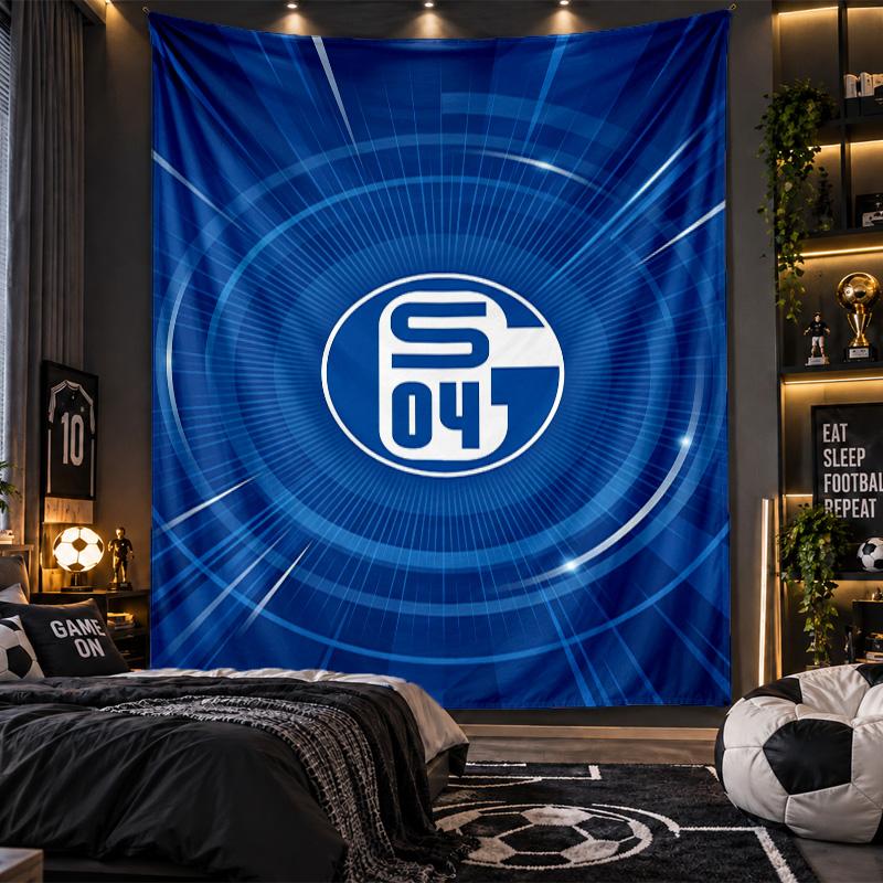 Wandbehang Wandteppich Schalke 04 Aufdruck Stoff für Wohnzimmer Schlafzimmer Heimdekoration