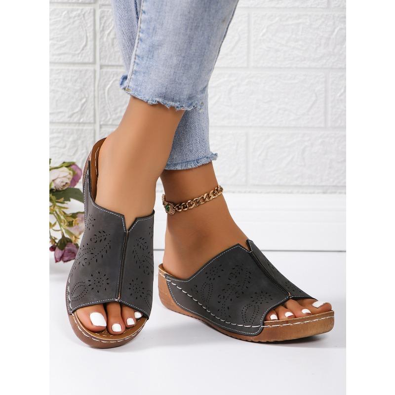 Ladies' Spring New Style Slope Heel Fashion Simple and Lightweight Slippers Women's Thick Bottom Fish Mouth