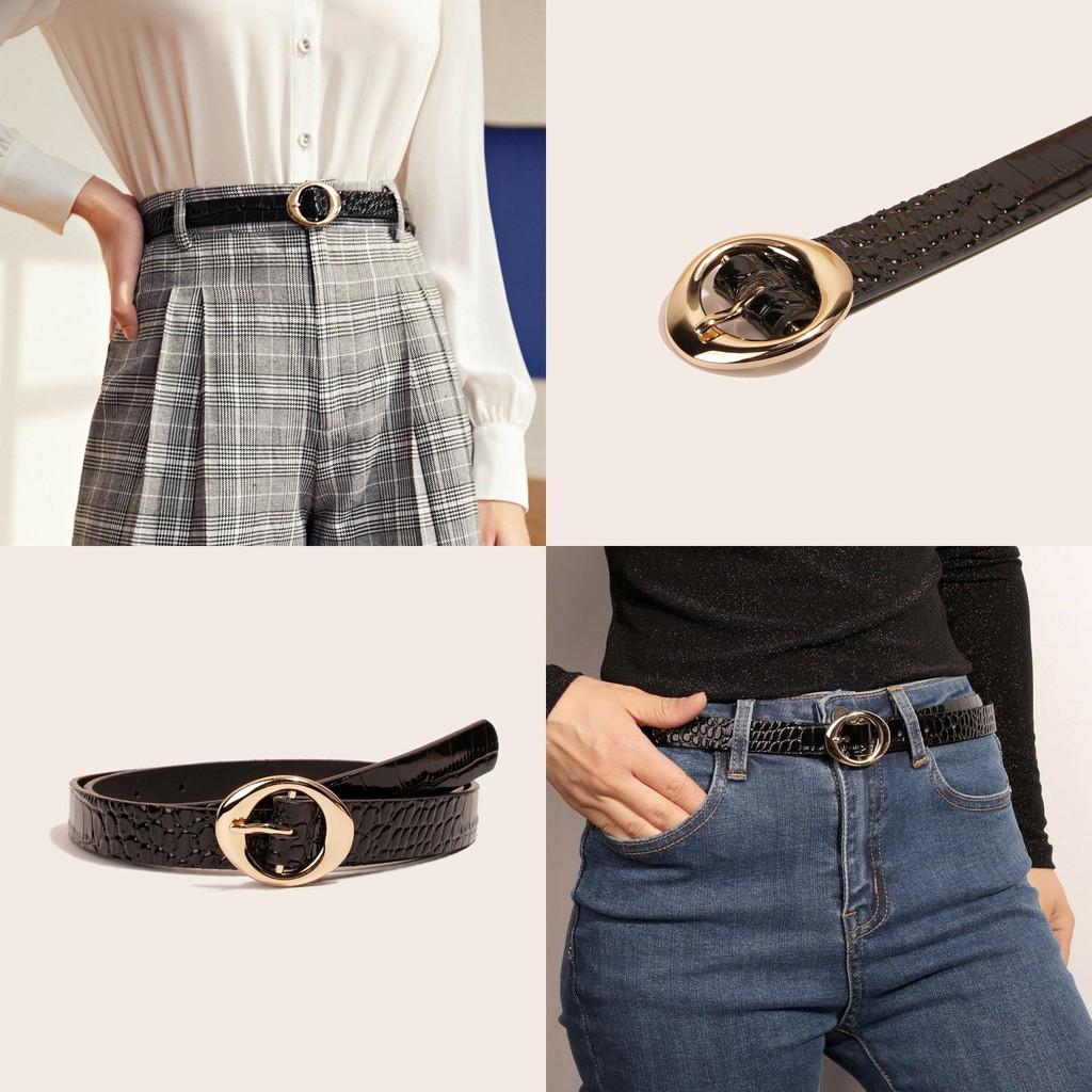 Casual Chic Womens Belt With Geometric Pattern And Metal Pin Buckle For Daily Use
