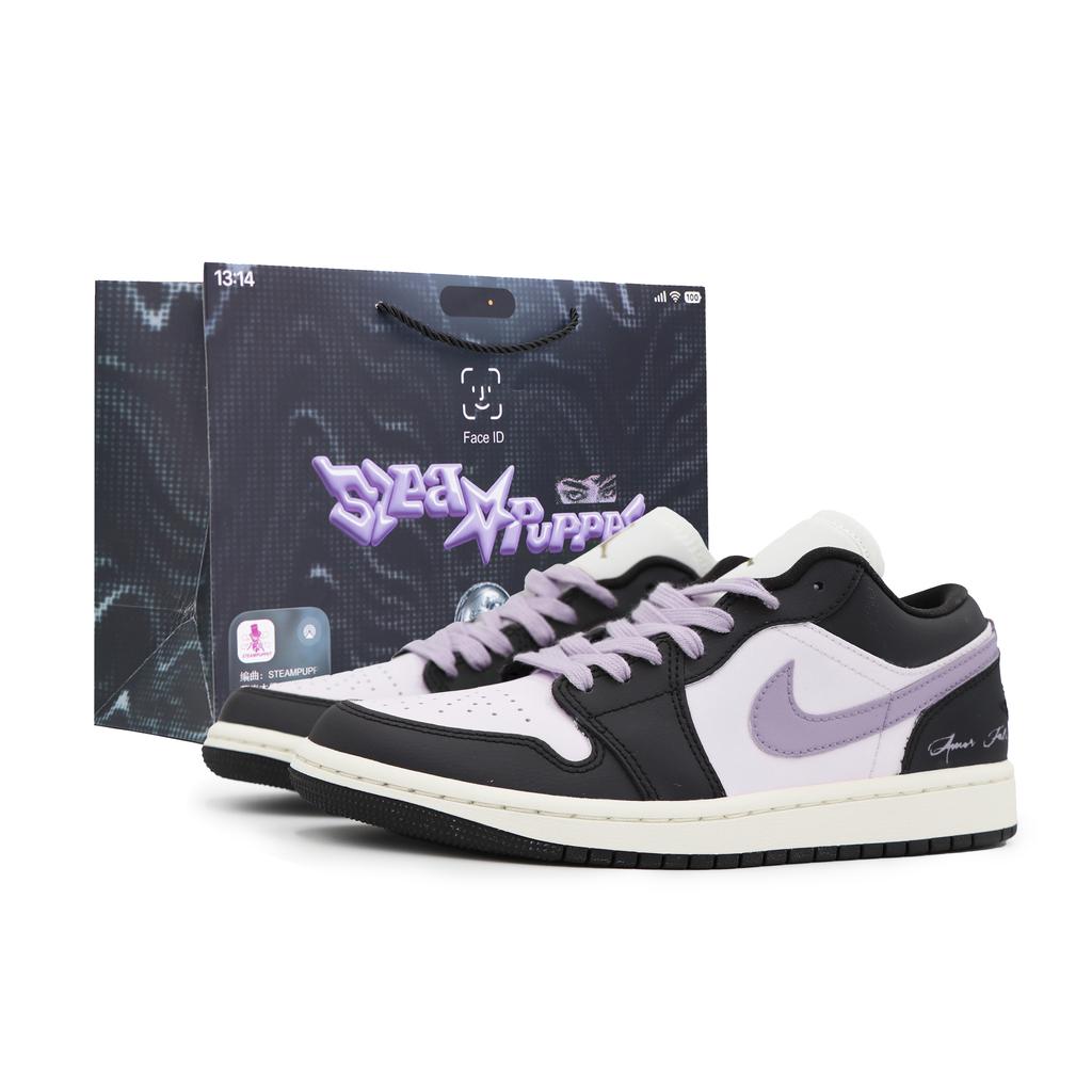 Jordan Air Jordan 1 Low Top Vintage Basketball Shoes Unisex Black Purple DC0774-200(Team413-)