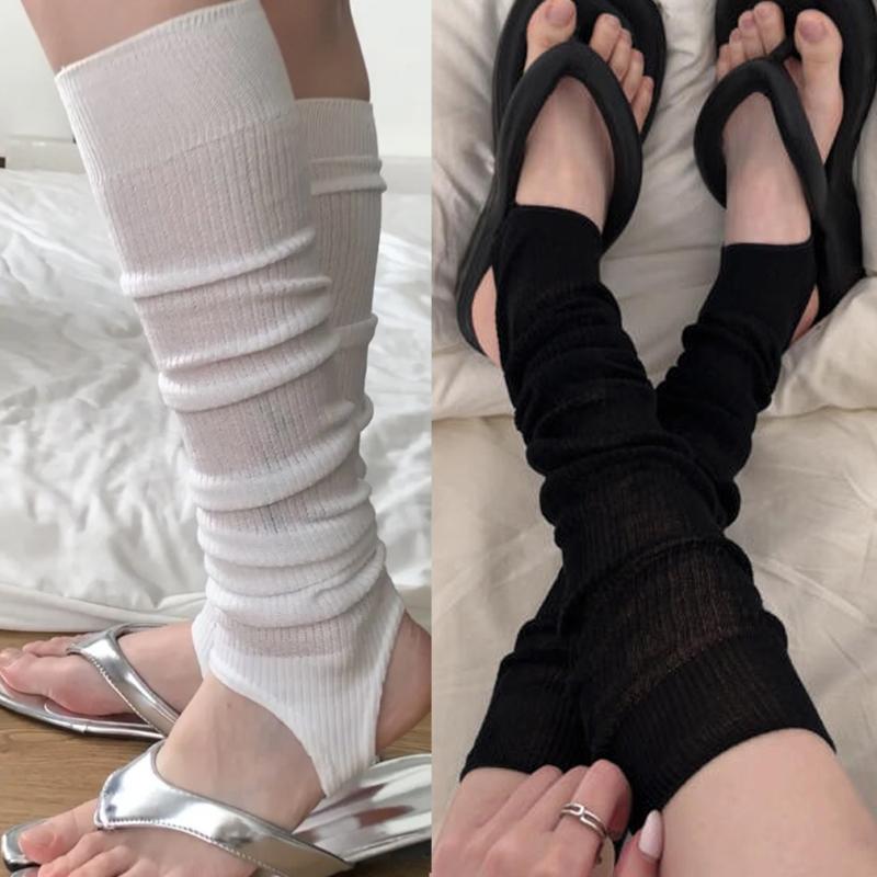 Knee Pads Thick Simple Long Knee High Socks Ballet Style Mid-calf Calf Socks Sun Protection Stepping On Feet JK Stockings Spring