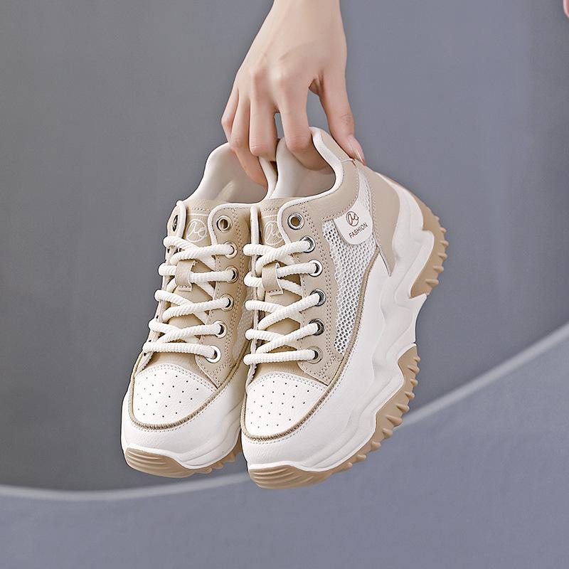 

Женские туфли 2024 года, новые маленькие белые туфли, весенние и летние полые дышащие туфли на толстой подошве, летние сетчатые дышащие туфли для папы 3 35 хаки