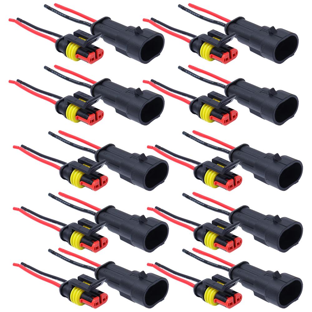 2P Car Waterproof Connector 2-pin Auto Motorcycle Scooter Marine Waterproof Male Female Electrical Connector Plugs with Wire