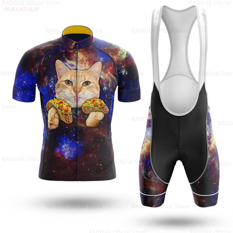 New Cat Pattern Cycling Clothing 2025 Summer Anti-UV Cycling Jersey Set Mountain Bike Sport Breathable Short Sleeve Cycling Sets