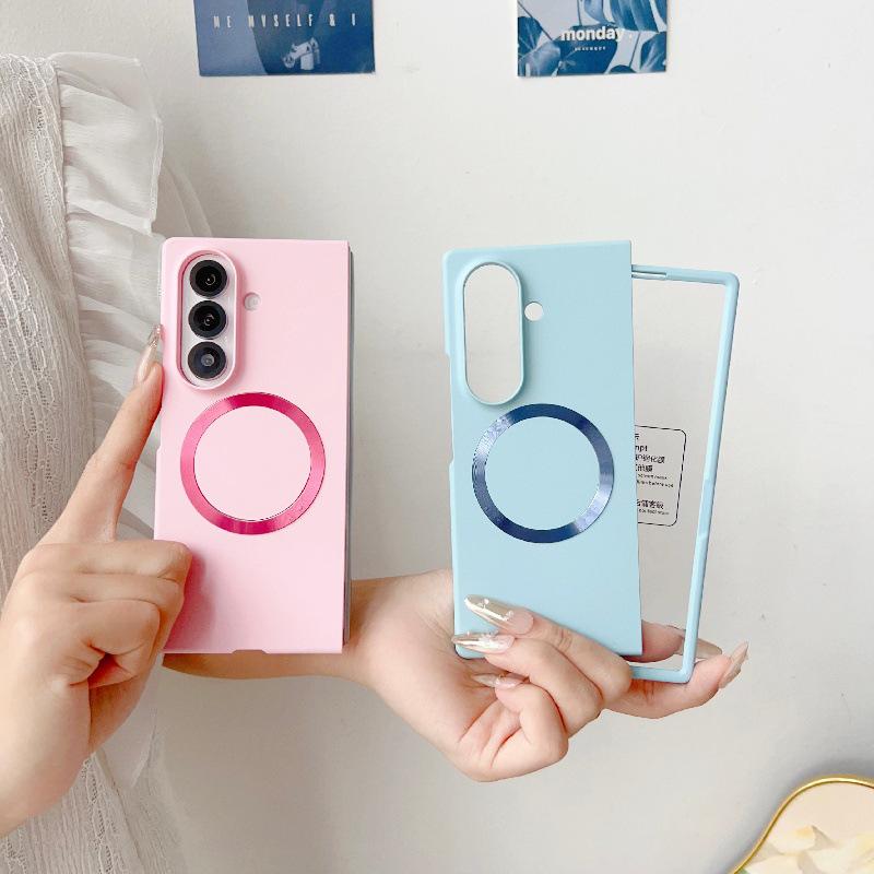 Samsung Z Fold7 Case: Iridescent Magnetic Ring, Drop-Proof, with Screen Protector