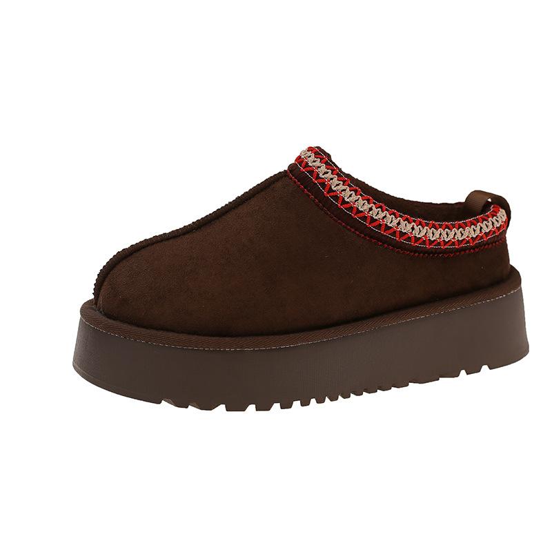 Thick-soled Snow Boots Women's Fleece Thickened Popular Fluffy Cotton Slippers Women's Outer Wear 2025 Autumn and Winter New Baotou Half Drag