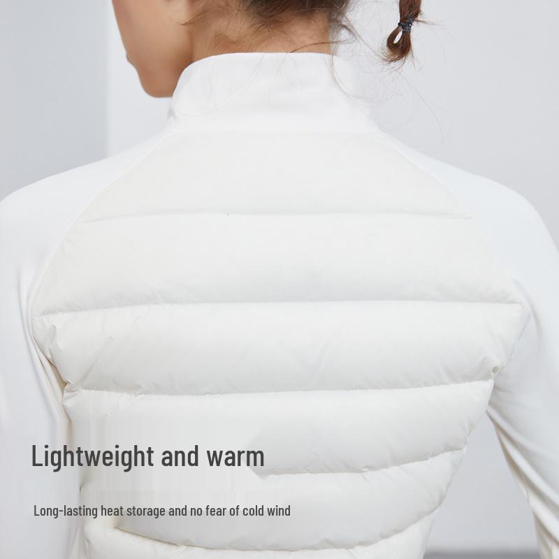 Lulu Women's Slim Sports Down Jacket - Stand Collar, Light Warmth for Skiing, Running, Yoga, and Casual Wear
