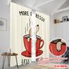 2pcs 2D Flat Printing Window Curtains More Espresso Less Depresso Fabric Without Electricity Festive Wall Decor for Holiday