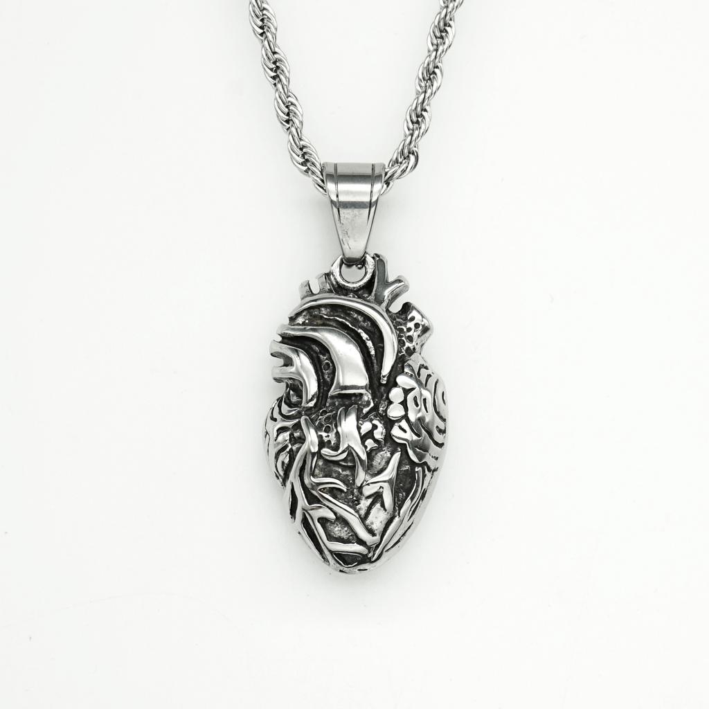 1pc Hip Hop Heart-shaped Pendant Retro Silver Gold Color Charms 316L Stainless Steel Accessories for Man Woman Jewelry Findings