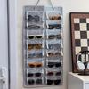 1pc Wall Hanging Eyeglasses Storage Organizer Felt Backing Easy to Wipe Foldable Eyewear Storage Bag with 16 Transparent Pouch