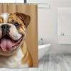 1 szt. Wesoły Uśmiechnięty Angielski Buldog Zasłona Prysznicowa - Łatwa do Czyszczenia, Żywy Nadruk Artystyczny do Łazienki, Wanny i Dekoracji Okna