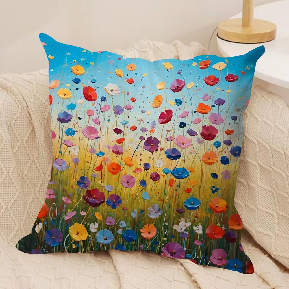 Midsummer Nights Flowers Cushion Cover Silky Short Plush DoubleSided Printed Pillow Case for Sofa All Seasons Home Decor Gift