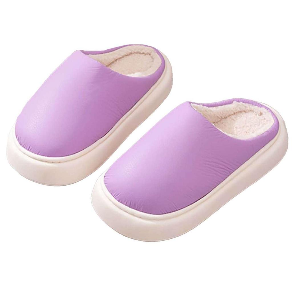 White Fang PU Leather Waterproof Simple and for Men and RS022 Non-Slip One-Size Slippers, Stylish, Women, (Purple)