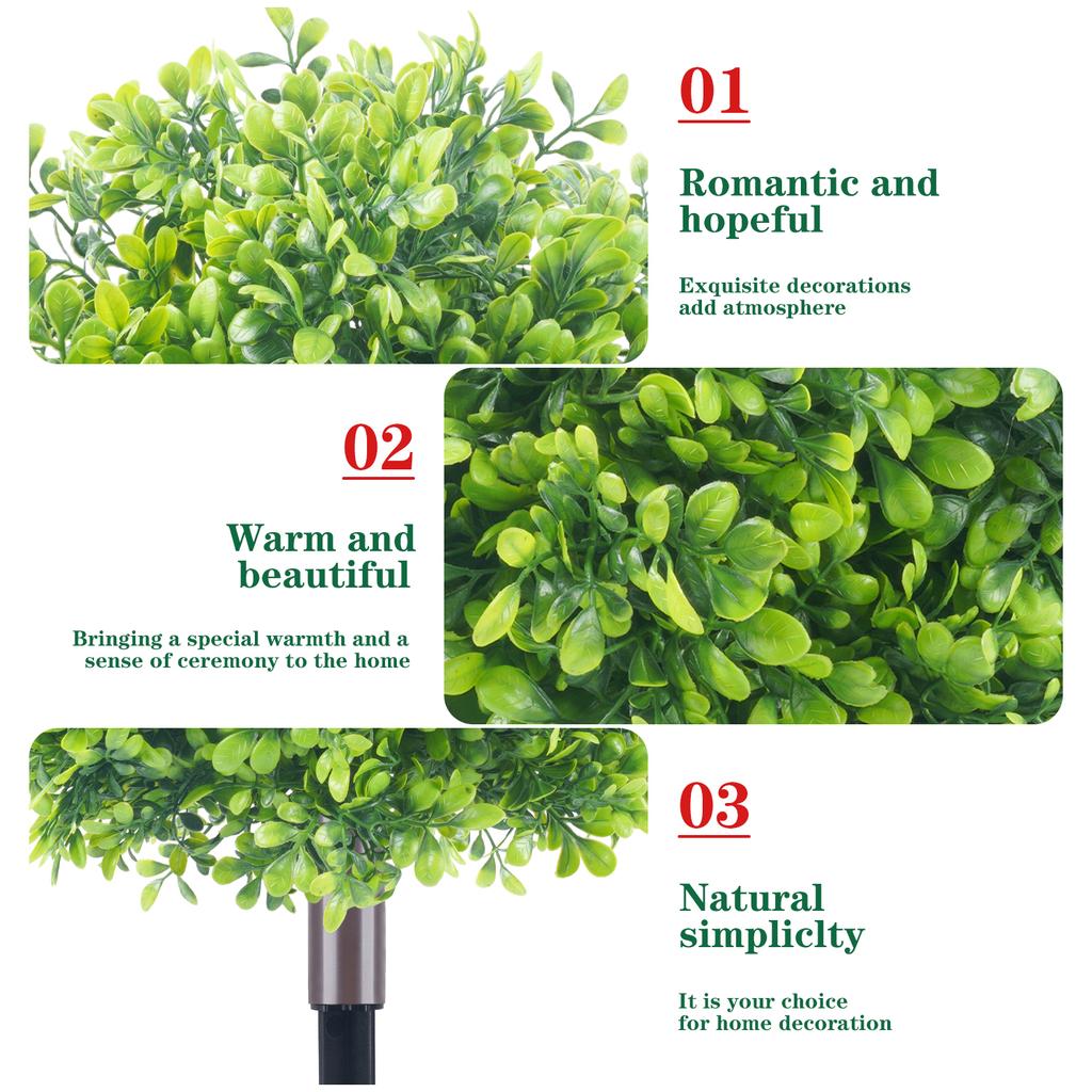 Uflower 1/2pcs Artificial Boxwood Topiary Ball with Spikes for Outdoor, UV Resistant Shrubs Plants, for Garden, Yard, Patio