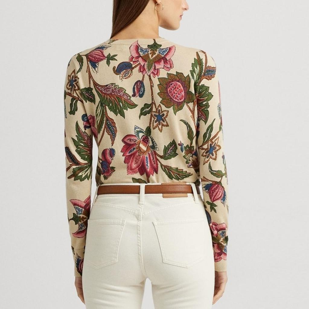 Polo Ralph Lauren SS24 Floral Pattern Pullover Slim Fit Long Sleeve Knit Sweater Women sweater Multicolor WMLRSWES6820620-100