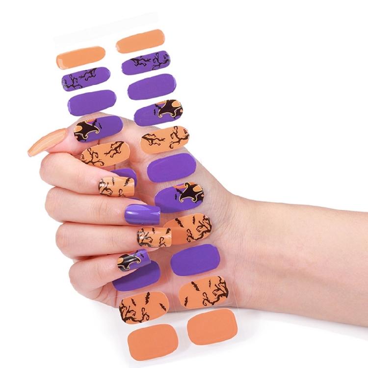 Halloween Full Nail Strips Full Nail Wraps Luminous Halloween Nails Stickers Gel Nail Strips Nails Art Decoration