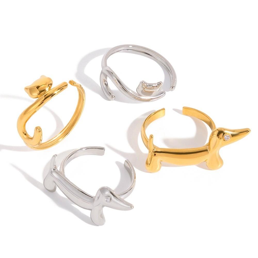 Lines Dog Ring Cartoon Women Jewelry Fashion Opening Ring Party
