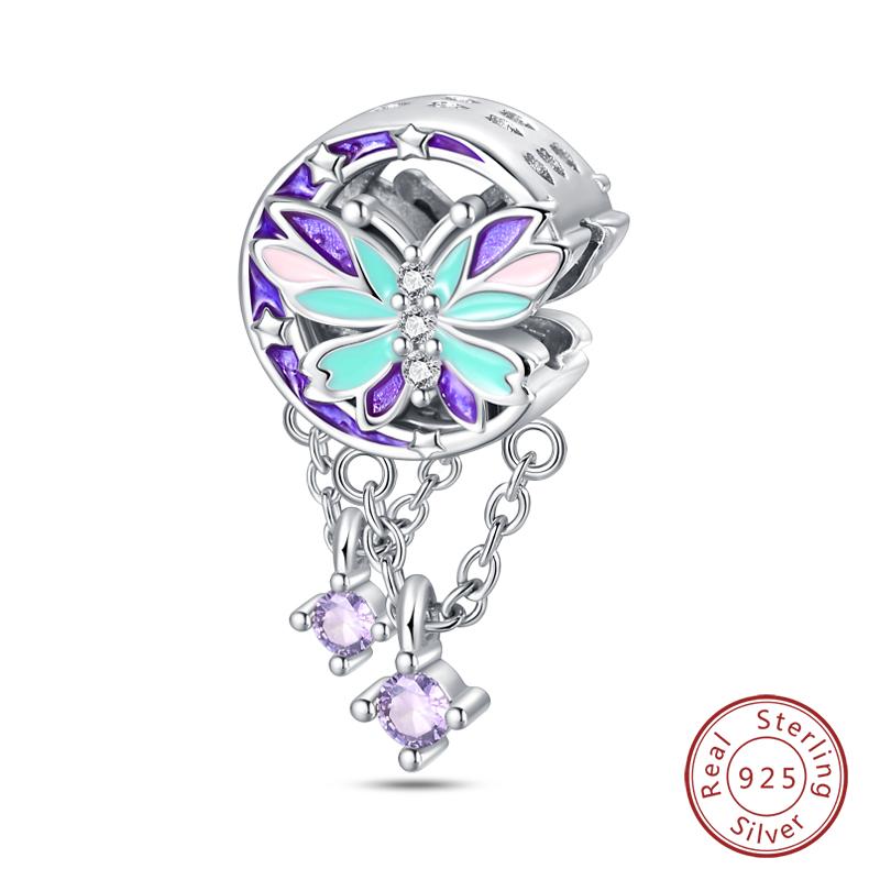 Copper Colorful Luminous Lotus Butterfly Dream Catcher Charms Beads Fit Qikaola Original Bracelets Diy Jewelry