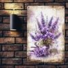 Metal Poster Wall Art Retro Lavender Flowers Vintage Garden Decor