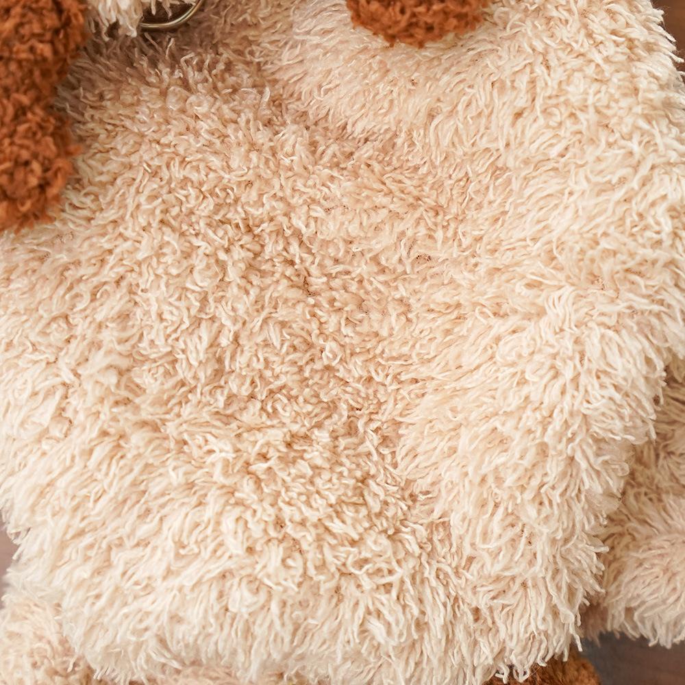 Herbst Winter Bärenohren 4-beiniger Haustier-Onesie für kleine Hunde - Flauschige warme Welpen Kapuzenbekleidung (Niedlicher Teddy-Stil)