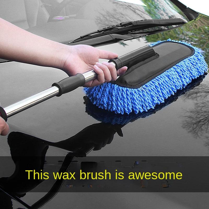Mikrofaser Auto Waschbürste Mopp Set, Handschuh Schwamm mit langem Griff Autoreinigungszubehör Set Staubwedel Waschen Autowerkzeuge Zubehör